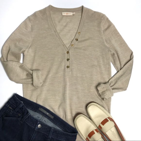 Tory Burch Sweaters - Tory Burch Merino Wool V-Neck Sweater